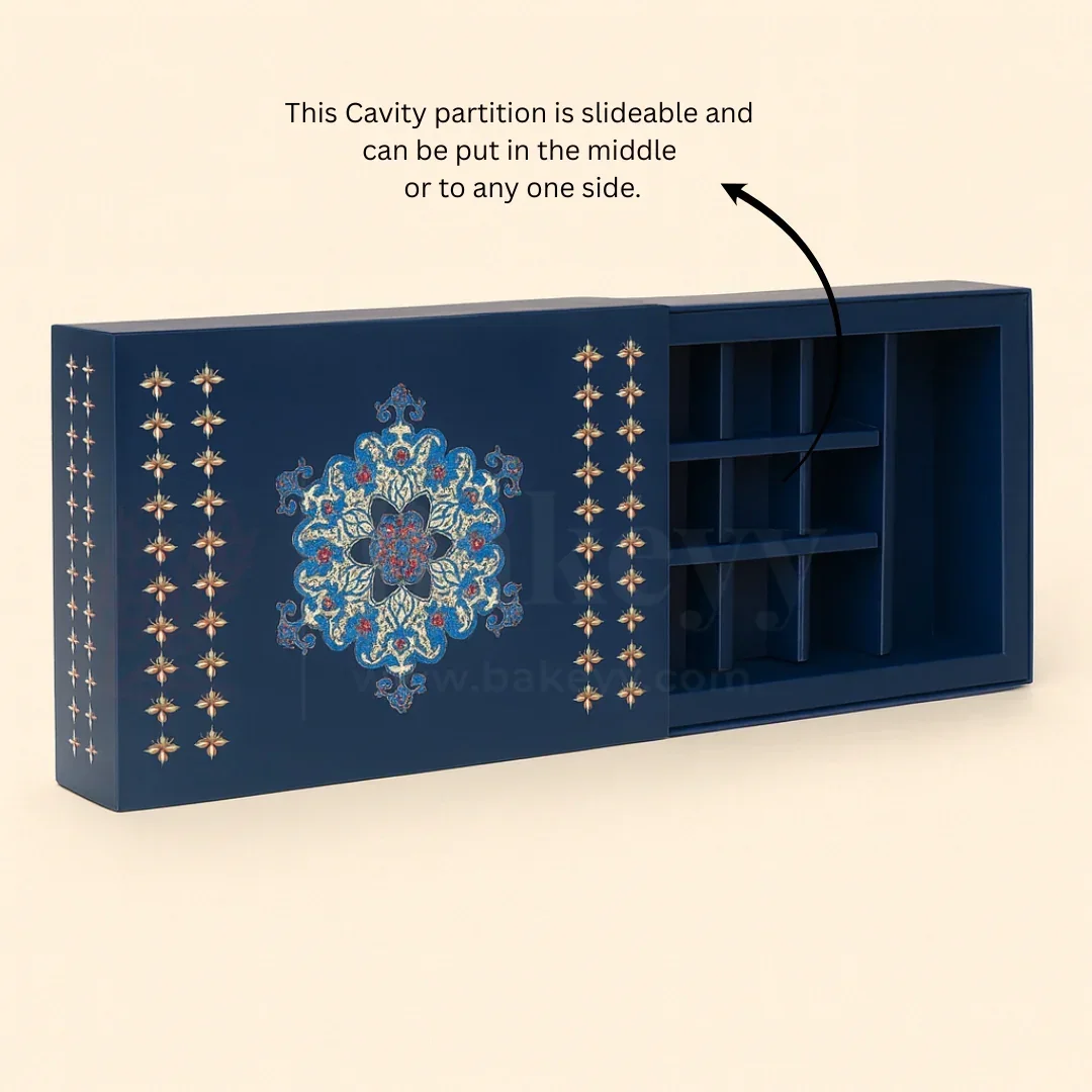 Blue Floral 2 Brownie and 9 cavity Hamper Box| 1 Piece - Image 3