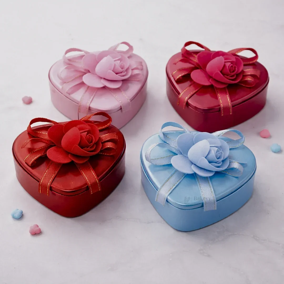 Heart Shape Empty Decorative Tin Box | Gift Box | Chocolate Box | Sweet Box | Jewellery Box | Luxury Box | Pack of 10