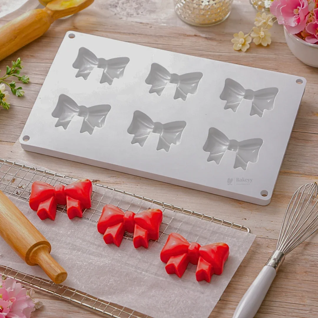 Bow Shape Silicone Mould | 6 Cavity Dessert Mould | Pack of 1 - Image 3