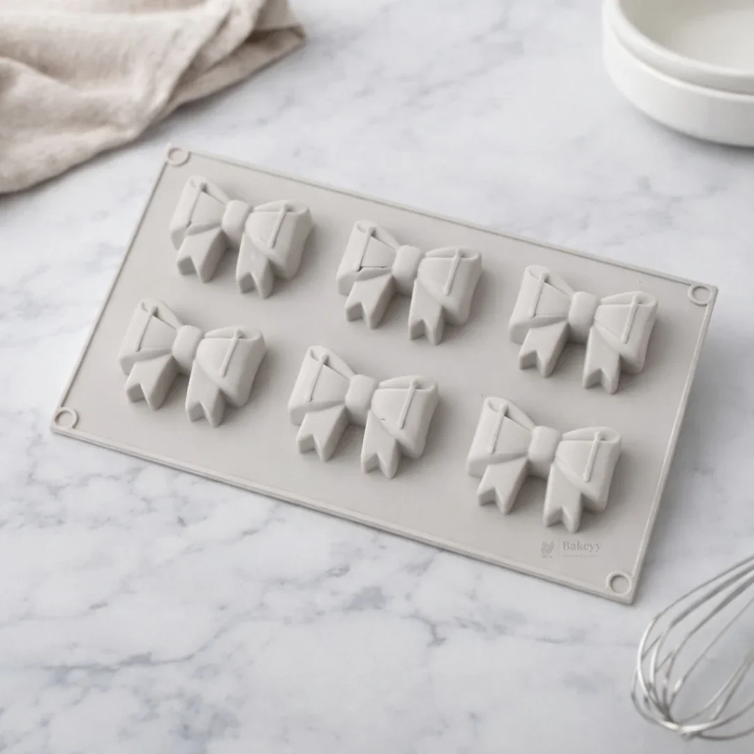 Bow Shape Silicone Mould | 6 Cavity Dessert Mould | Pack of 1 - Image 4