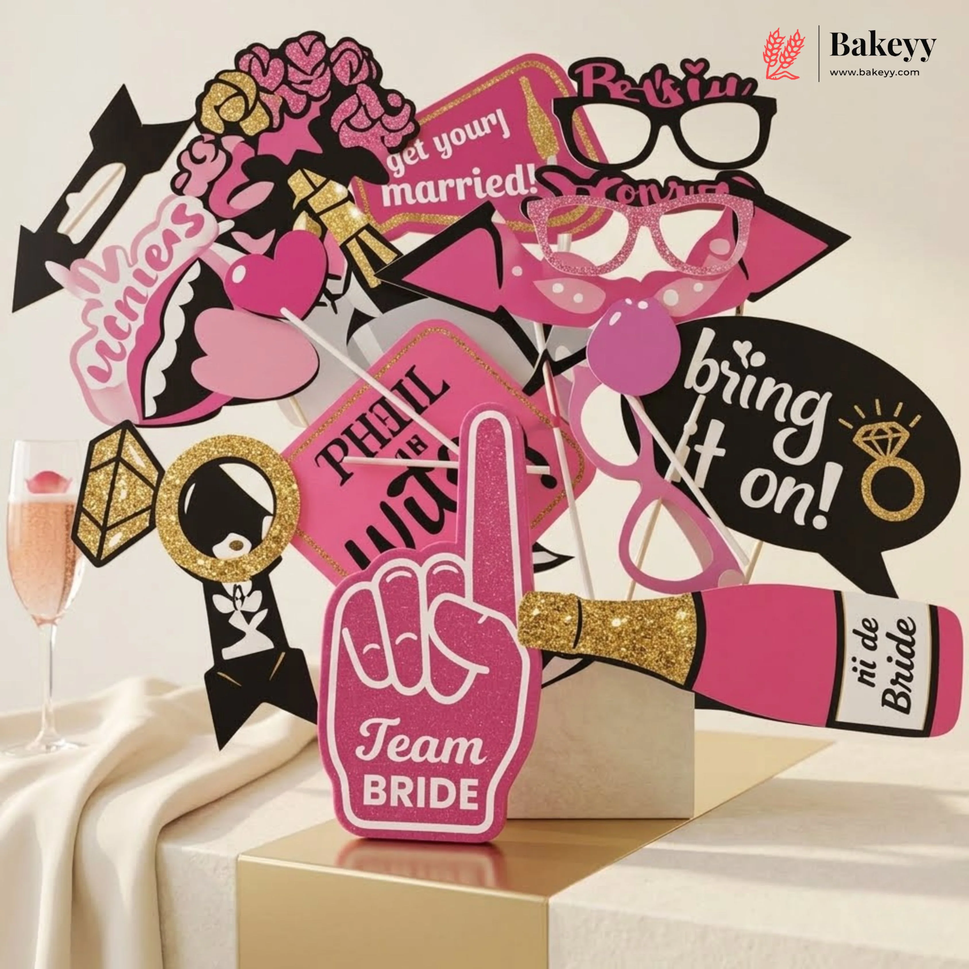 Bride To Be Photo Booth Props Kit | Bridal Shower & Bachelorette Party Props | Pack of 20 - Image 4