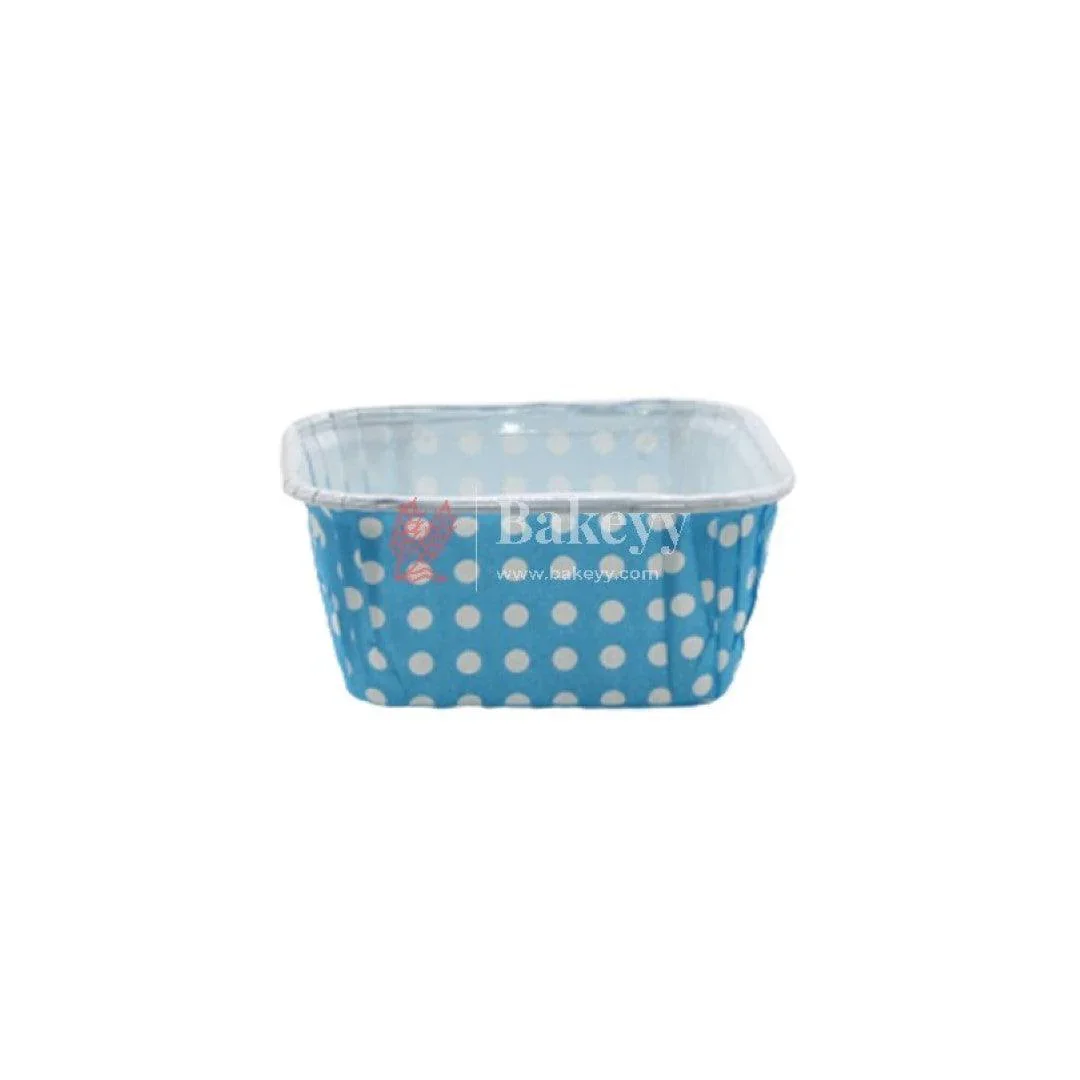 6.5x6.5x3.5 cm Brownie Bake N Serve Mould | Blue Color with Dotted | Pack of 50