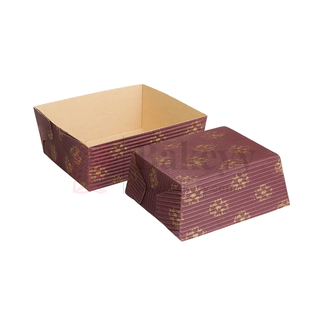 Brownie Bake N Serve Paper Trays | Floral Print Square Cups in Brown for Elegant Baking & Serving | Pack of 50