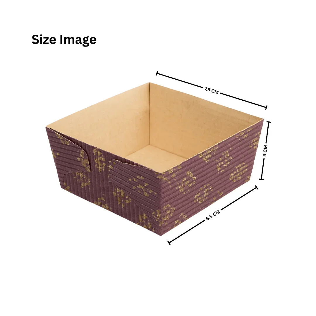 Brownie Bake N Serve Paper Trays | Floral Print Square Cups in Brown for Elegant Baking & Serving | Pack of 50 - Image 2