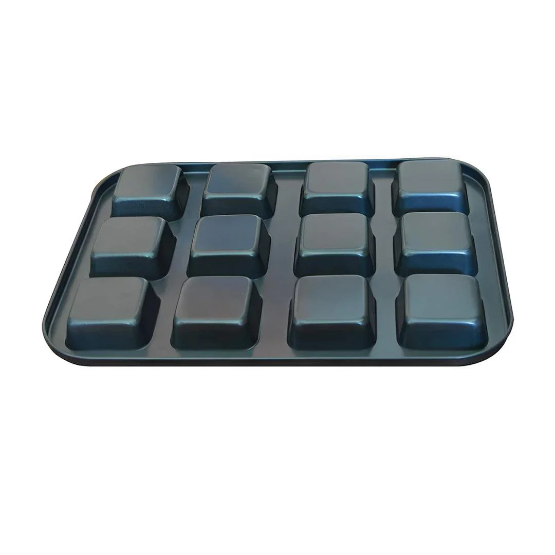 Brownie Cake Pan, 12-Cavity Non-Stick Square Muffin Pan Blondie Bakeware, Heavy Duty Carbon Steel Pan for Oven Baking - Image 4