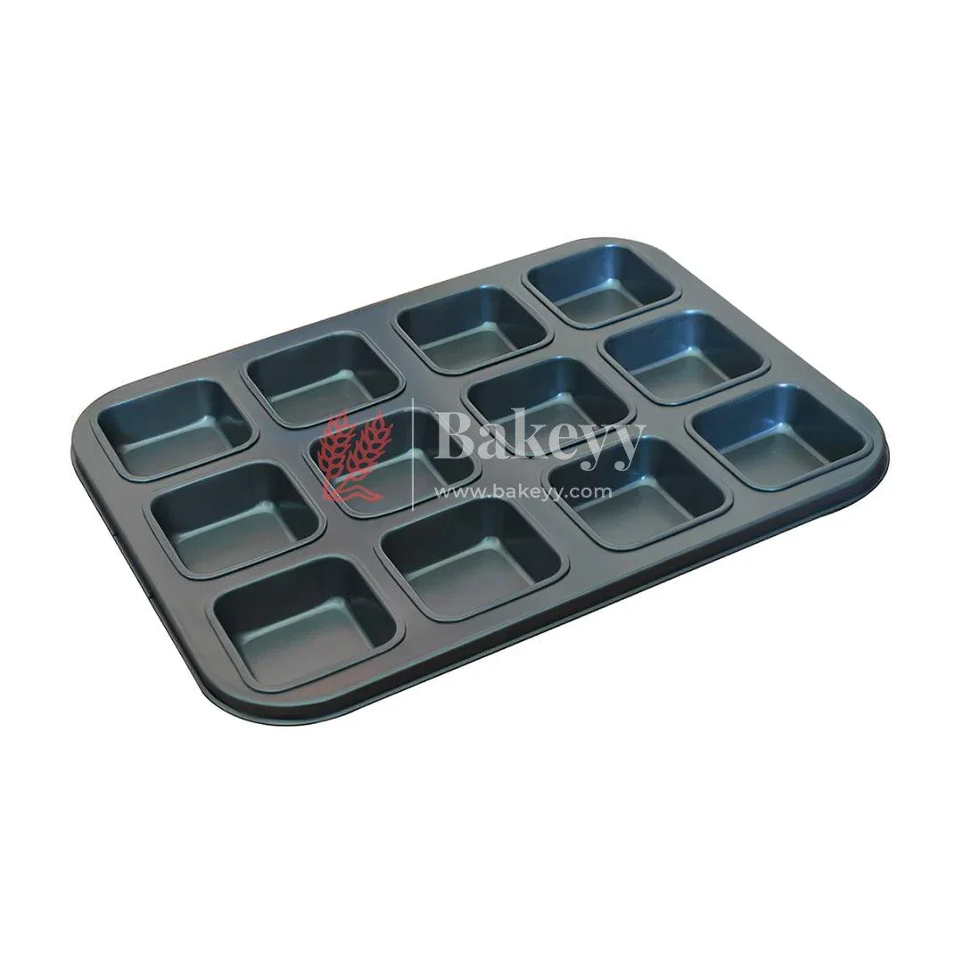 Brownie Cake Pan, 12-Cavity Non-Stick Square Muffin Pan Blondie Bakeware, Heavy Duty Carbon Steel Pan for Oven Baking - Image 7