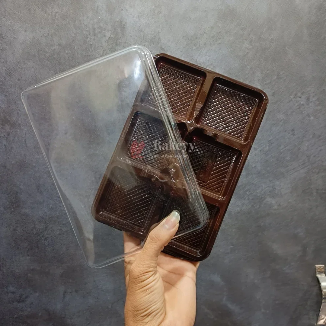 Brownie & Dessert Packaging Box with Transparent Lid | Square Compartments | Food-Grade Plastic | Pack of 50 - Image 2