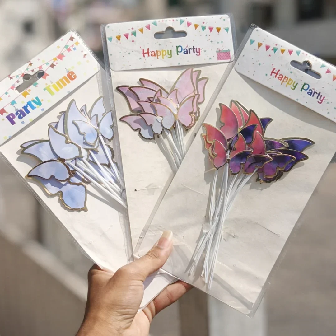 Gold Outline | Butterfly Cake Toppers | Food-Safe Picks | Multiple Colors| Pack of 9 - Image 2