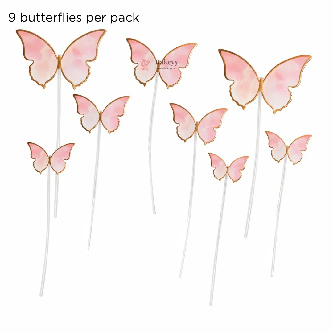 Gold Outline | Butterfly Cake Toppers | Food-Safe Picks | Multiple Colors| Pack of 9 - Image 4