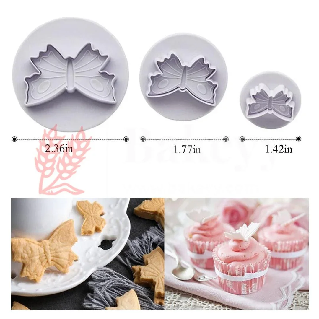 Butterfly Plunger Cutter | 3 Pcs Set| Perfect for Cake Decoration, Fondant, DIY Crafts Project - Image 2