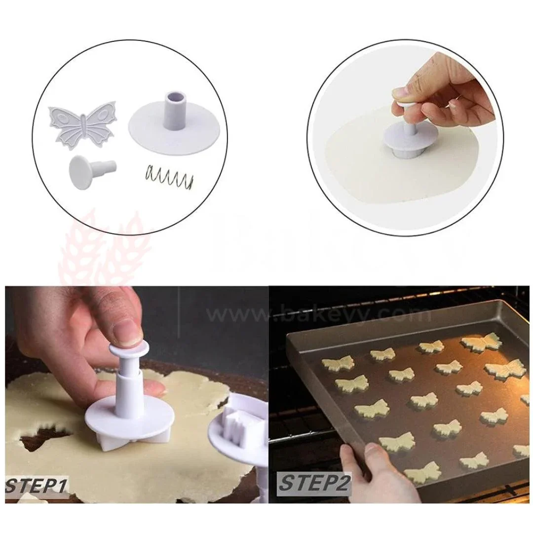 Butterfly Plunger Cutter | 3 Pcs Set| Perfect for Cake Decoration, Fondant, DIY Crafts Project - Image 3