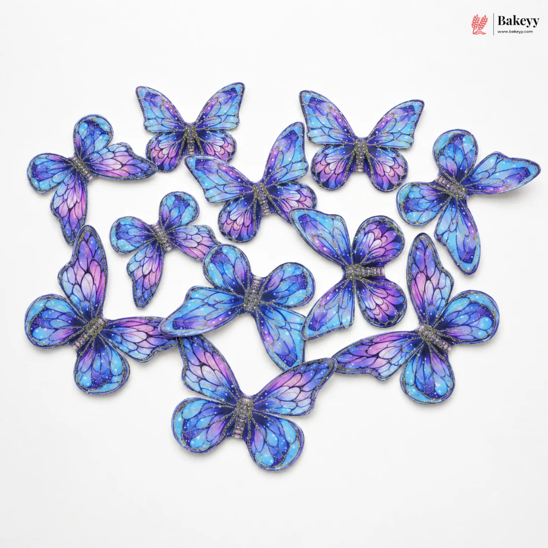 Glitter-Core Butterfly Cake Toppers | Shimmered Body with Fine Line Wing Design | Multiple Print Options Available | Pack of 1 - Image 13
