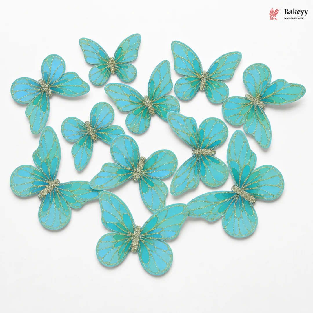 Glitter-Core Butterfly Cake Toppers | Shimmered Body with Fine Line Wing Design | Multiple Print Options Available | Pack of 1 - Image 14
