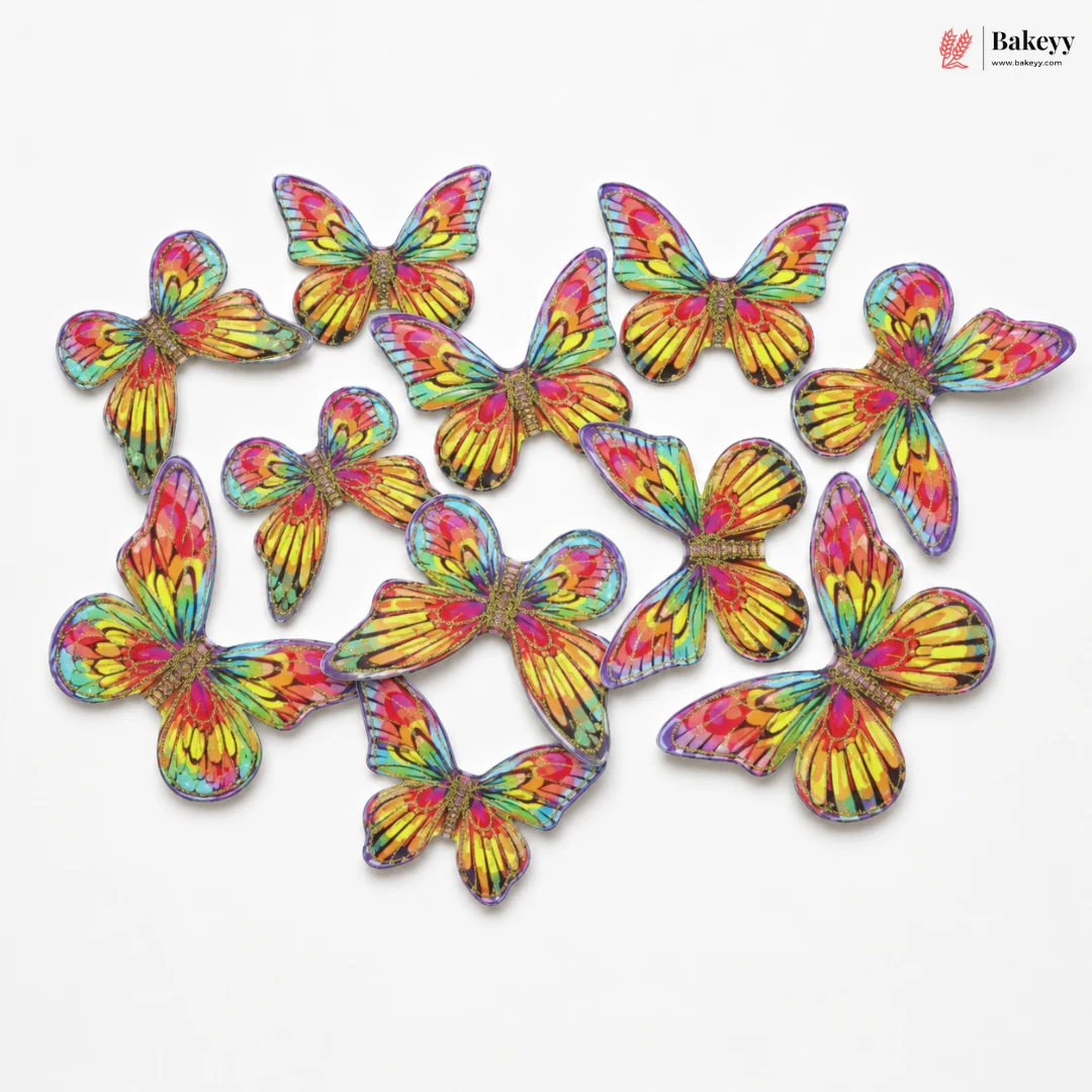 Glitter-Core Butterfly Cake Toppers | Shimmered Body with Fine Line Wing Design | Multiple Print Options Available | Pack of 1 - Image 3