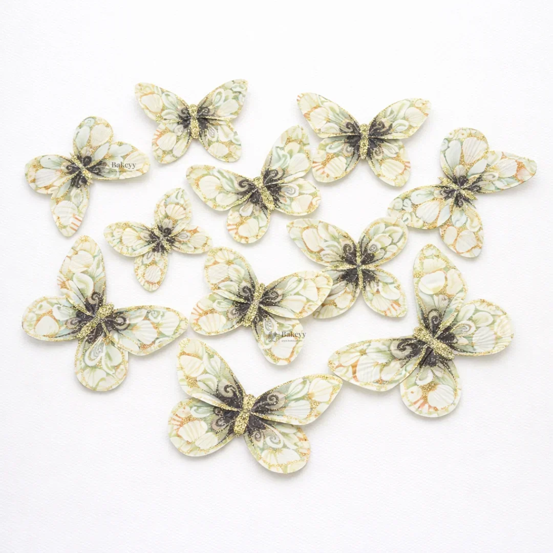 Glitter-Core Butterfly Cake Toppers | Shimmered Body with Fine Line Wing Design | Multiple Print Options Available | Pack of 1 - Image 5