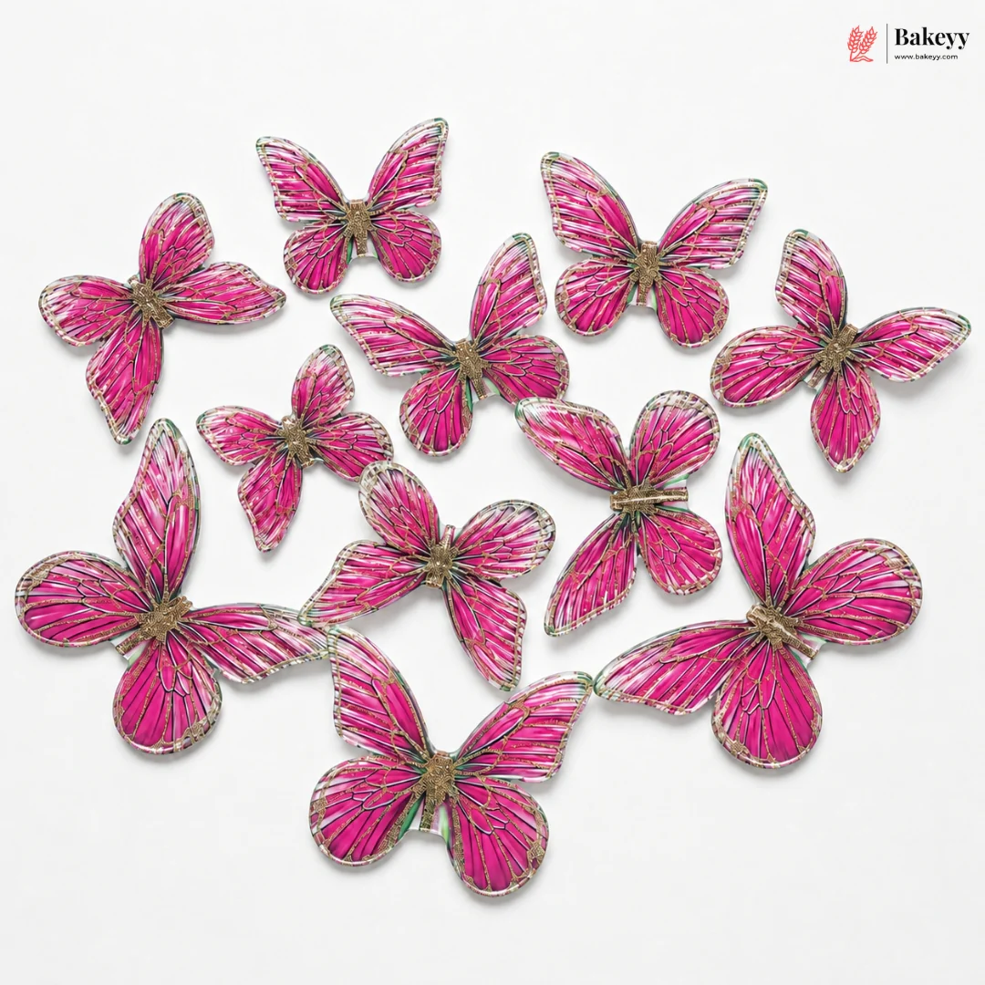 Glitter-Core Butterfly Cake Toppers | Shimmered Body with Fine Line Wing Design | Multiple Print Options Available | Pack of 1 - Image 6