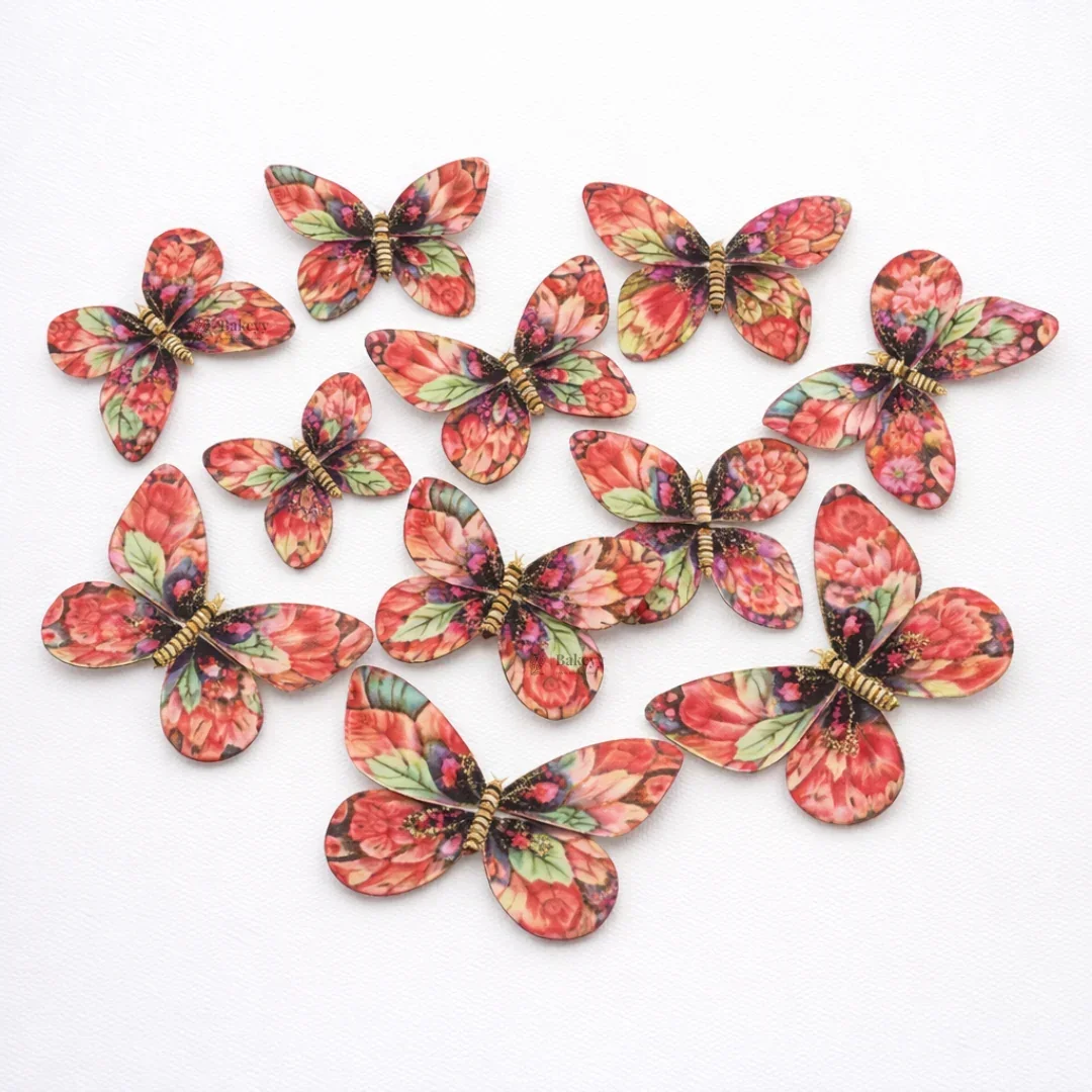 Glitter-Core Butterfly Cake Toppers | Shimmered Body with Fine Line Wing Design | Multiple Print Options Available | Pack of 1 - Image 9