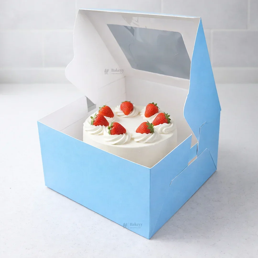Cake Box With Square Top Window | Blue Color | ITC Back Box | 4 Sizes Available | Pack Of 25 - Image 3