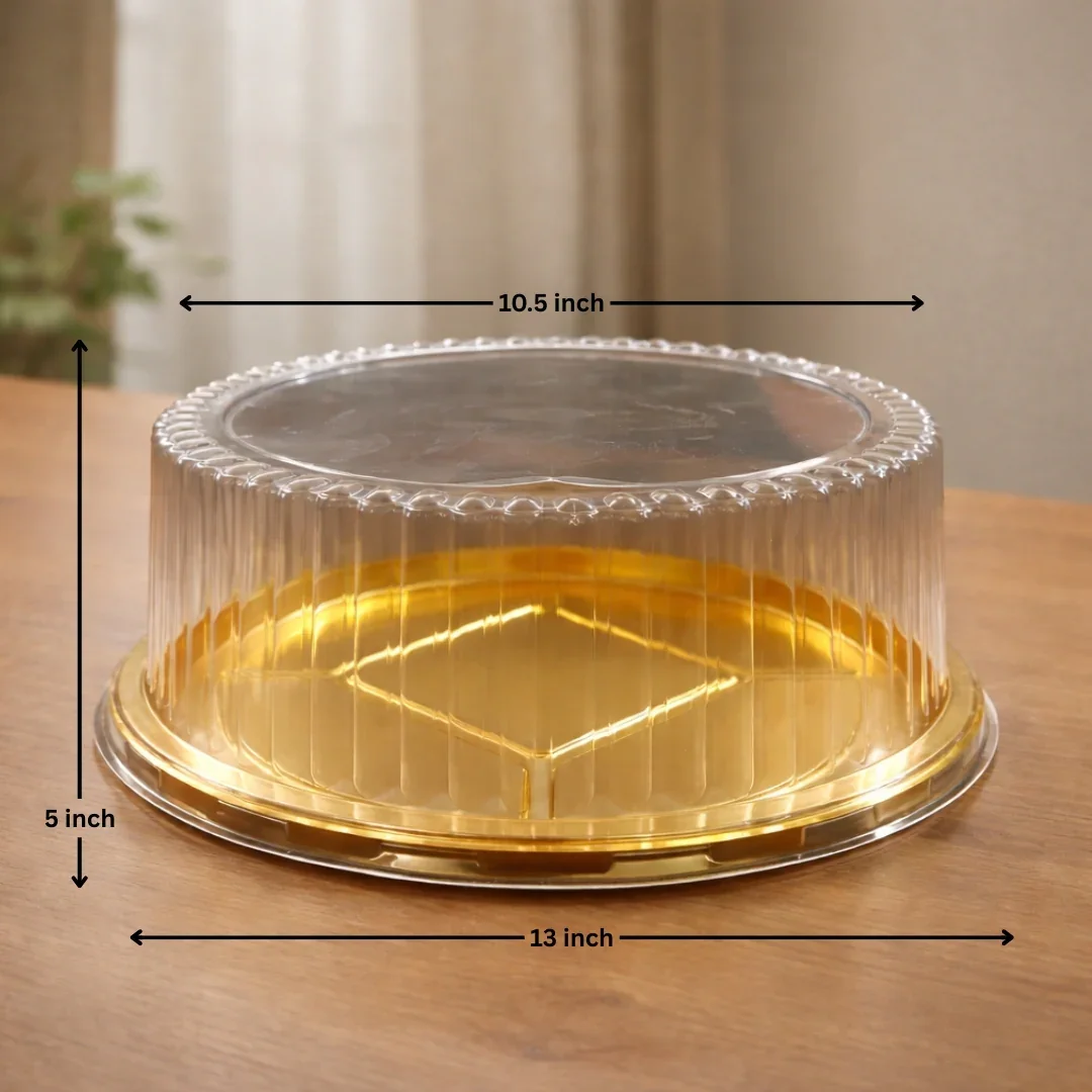 Round Cake Container with Clear Dome Lid & Gold Base | Premium Cake Packaging Box | Tall Cake Storage Container | Pack of 25 - Image 4
