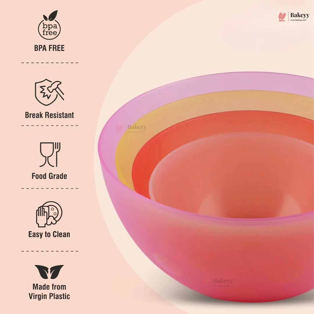 Cake Mixing Bowl Set | Batter Mixing Bowl | Mix Colors | 4 Pieces Per Pack | Pack of 1 - Image 5