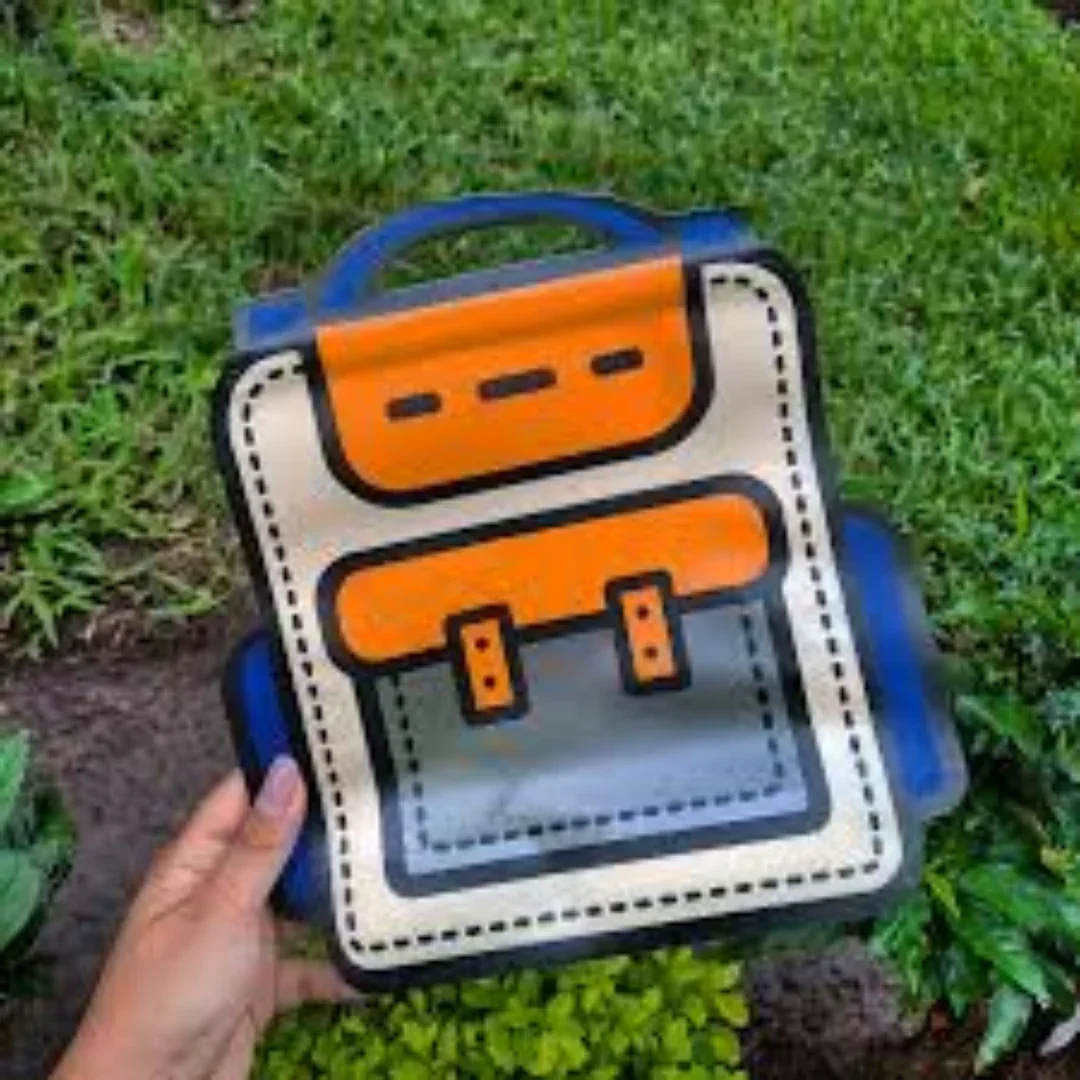 Cartoon Backpack Zip Lock Pouch | Orange | Treat Storge Bag for Birthday | Fancy Zip lock pouches | Pack of 50 - Image 3