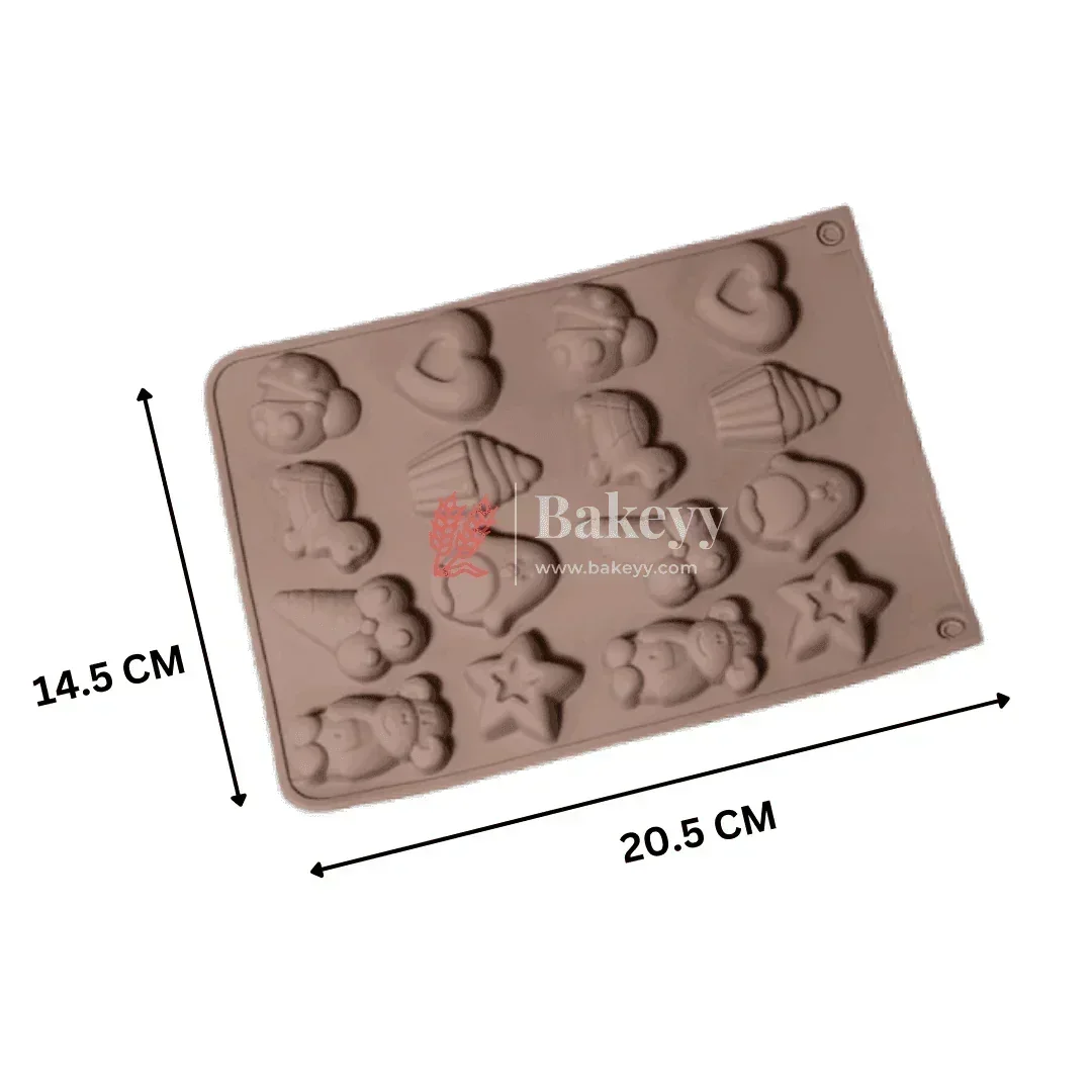 Chocolate Silicon Mould |  Multipurpose Silicone Mould for Baking, Chocolates, and Candies | 16-Cavity Fun Shape Tray | Multiple Designs | - Image 2