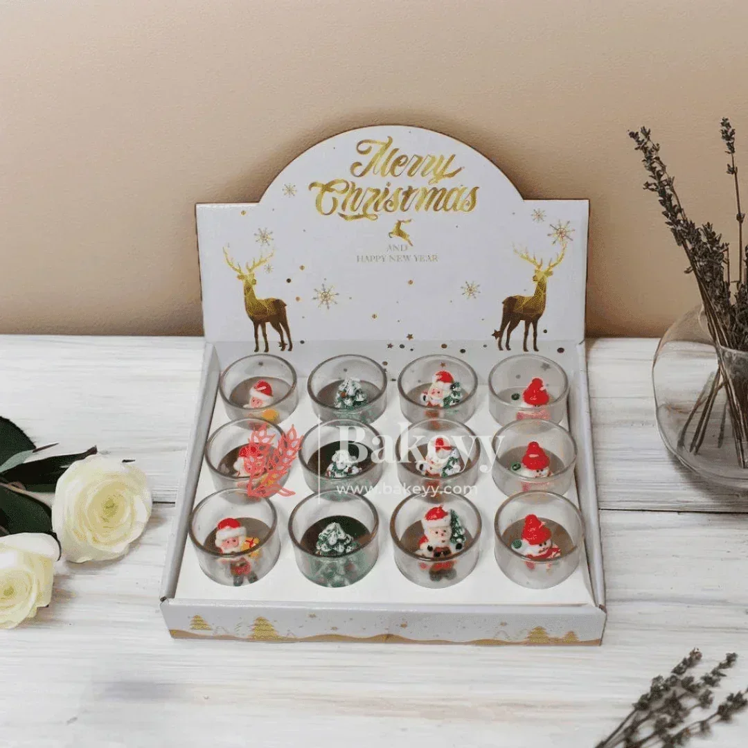 Christmas Decorative Tealight Candle Set | Pack of 12 | Festive Glass Candles for Christmas - Image 7