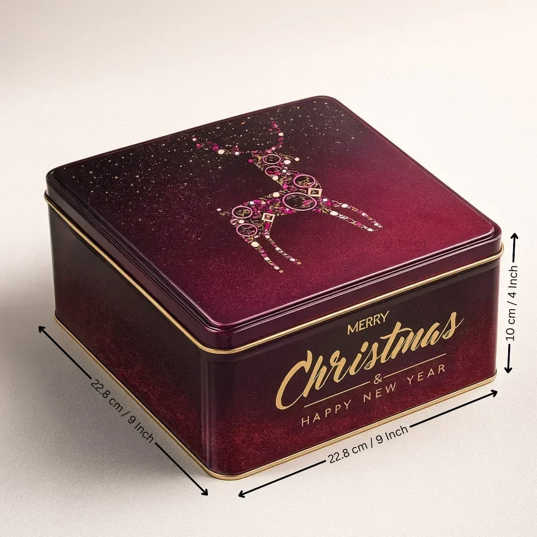 Christmas Hamper Square Tin Box | Hamper Box | Gift Box | Plum Cake Box - Image 10
