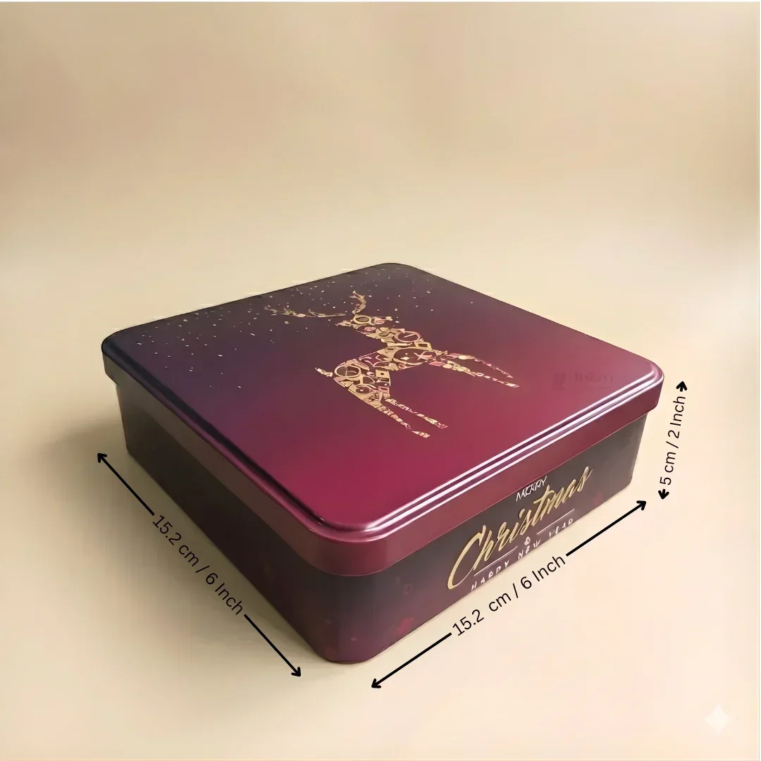 Christmas Hamper Square Tin Box | Hamper Box | Gift Box | Plum Cake Box - Image 13