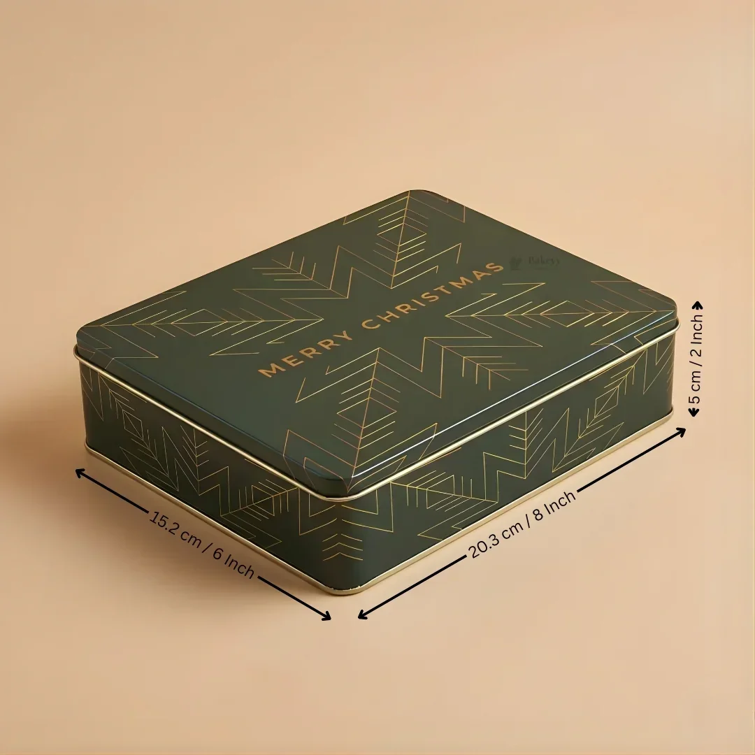 Christmas Empty Plum Cake Tin Box | Square / Rectangle Dream Cake Tin | Pack of 2 - Image 11