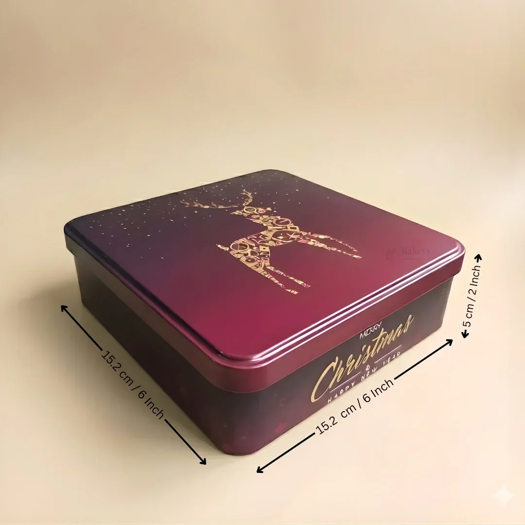 Christmas Empty Plum Cake Tin Box | Square / Rectangle Dream Cake Tin | Pack of 2 - Image 9