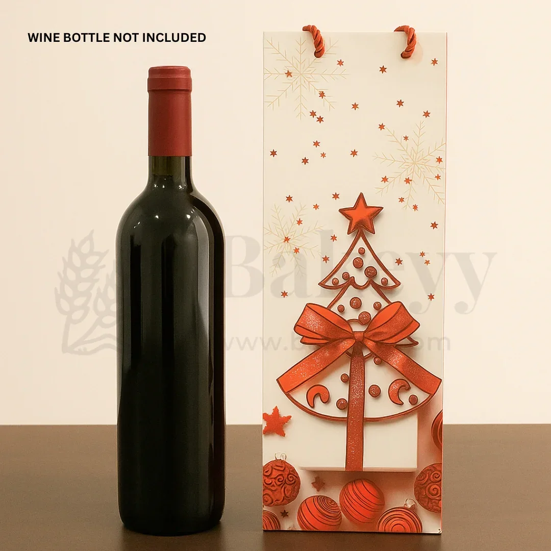 Christmas Red And White Print Wine Bags | Random Prints | Pack of 10