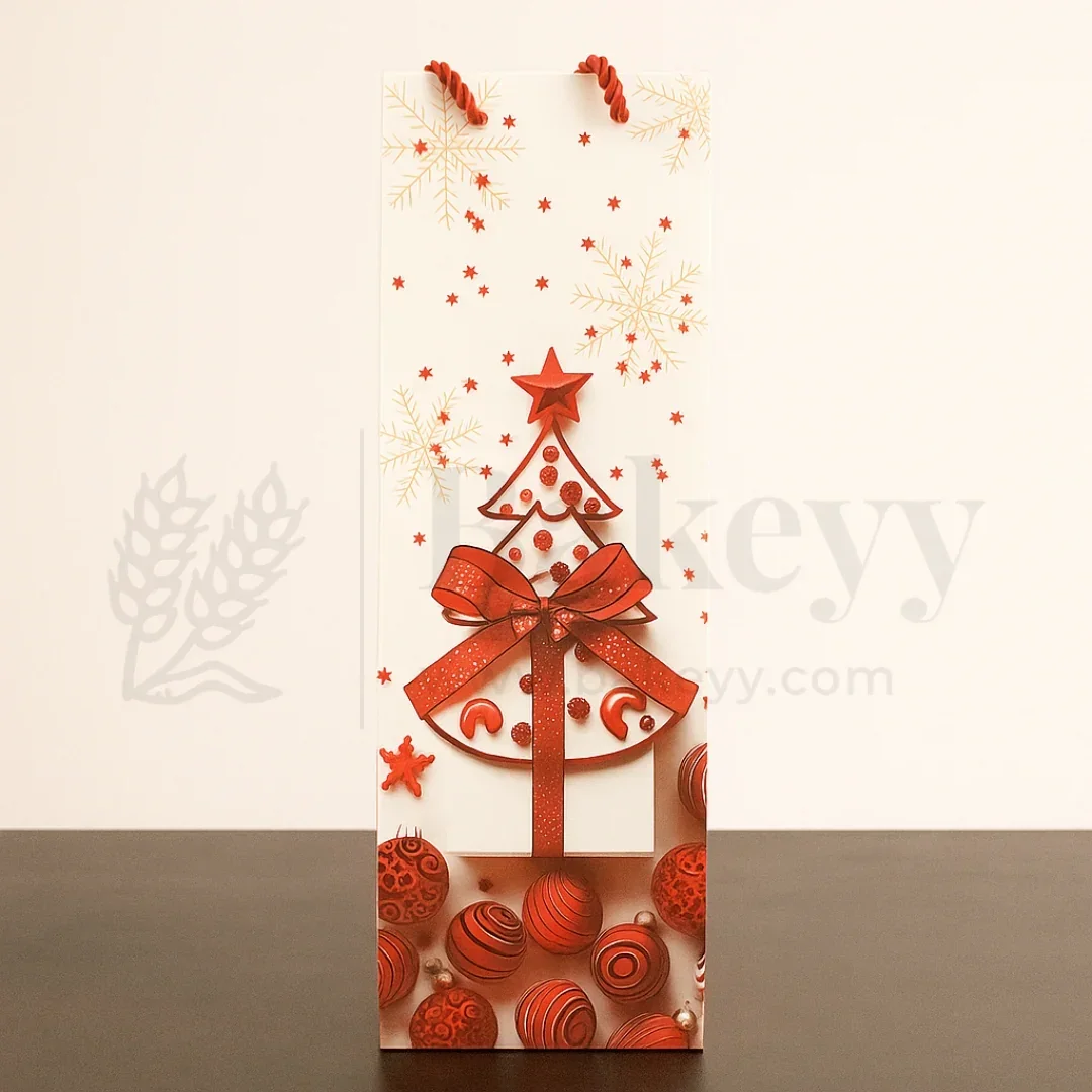 Christmas Red And White Print Wine Bags | Random Prints | Pack of 10 - Image 4