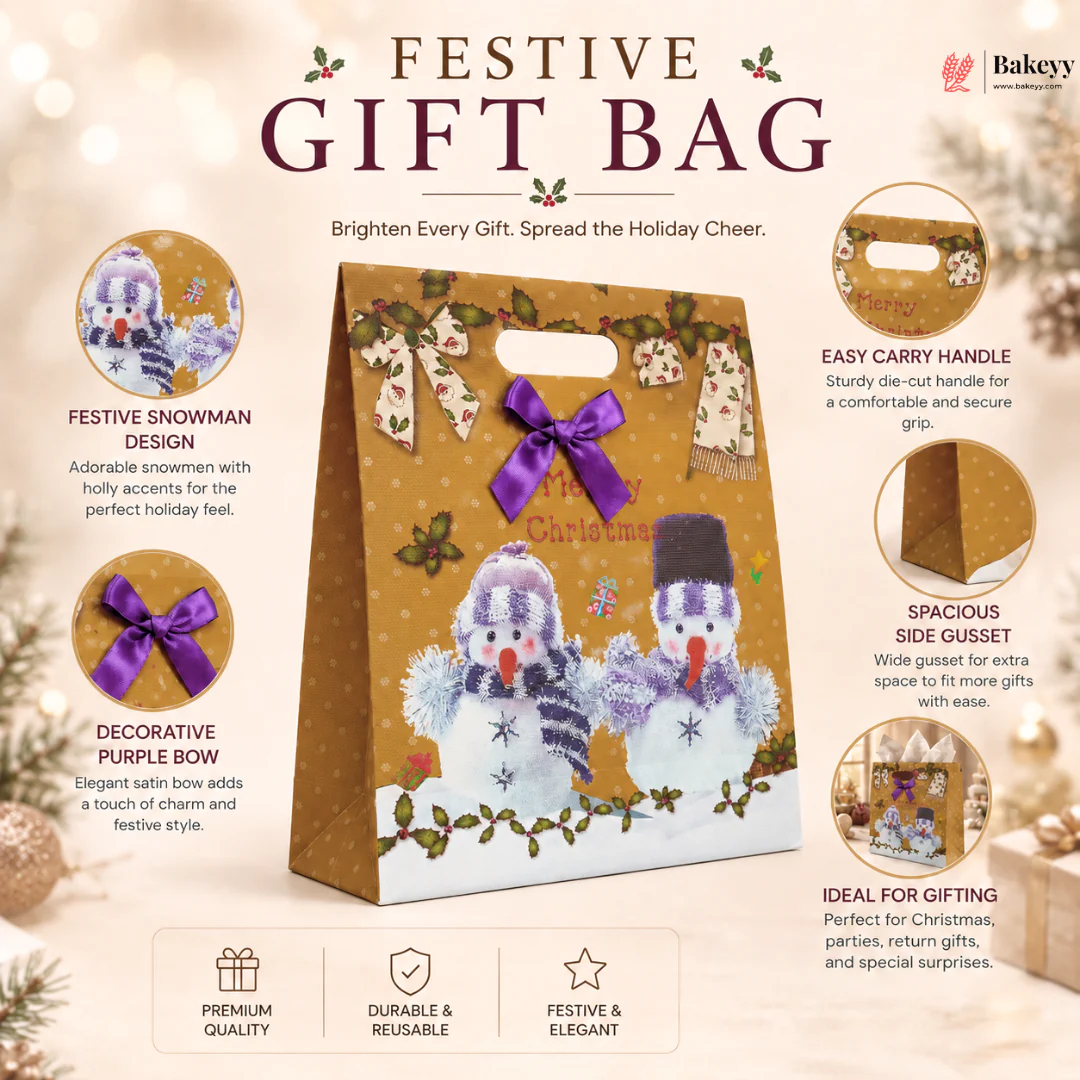 Christmas Theme Gift Bag | With Bow Ribbon | Pack of 12 - Image 4
