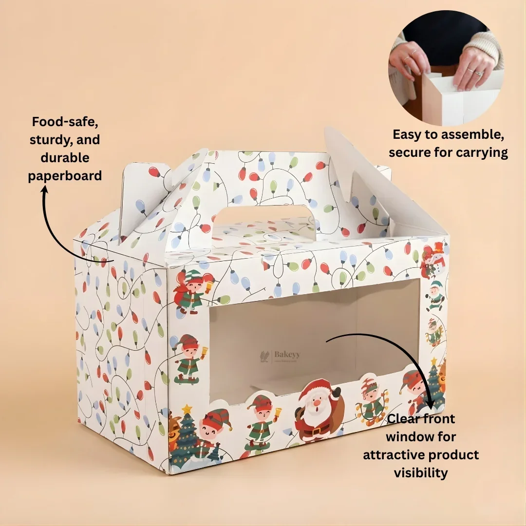 White Christmas Theme Hamper Gift Box | Premium Christmas Gift Packaging | Multi-Sizes | Pack of 25 - Image 2