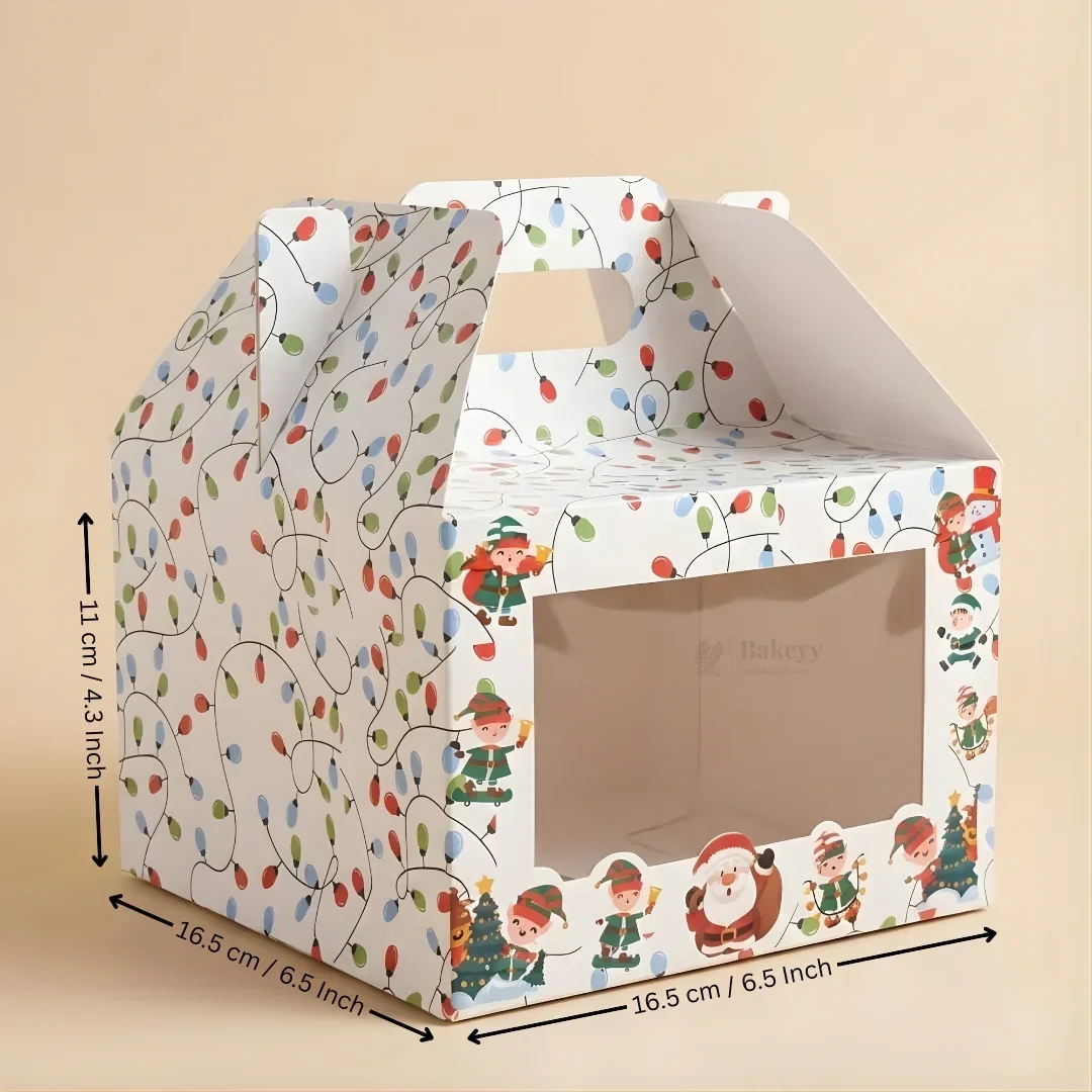 White Christmas Theme Hamper Gift Box | Premium Christmas Gift Packaging | Multi-Sizes | Pack of 25 - Image 4