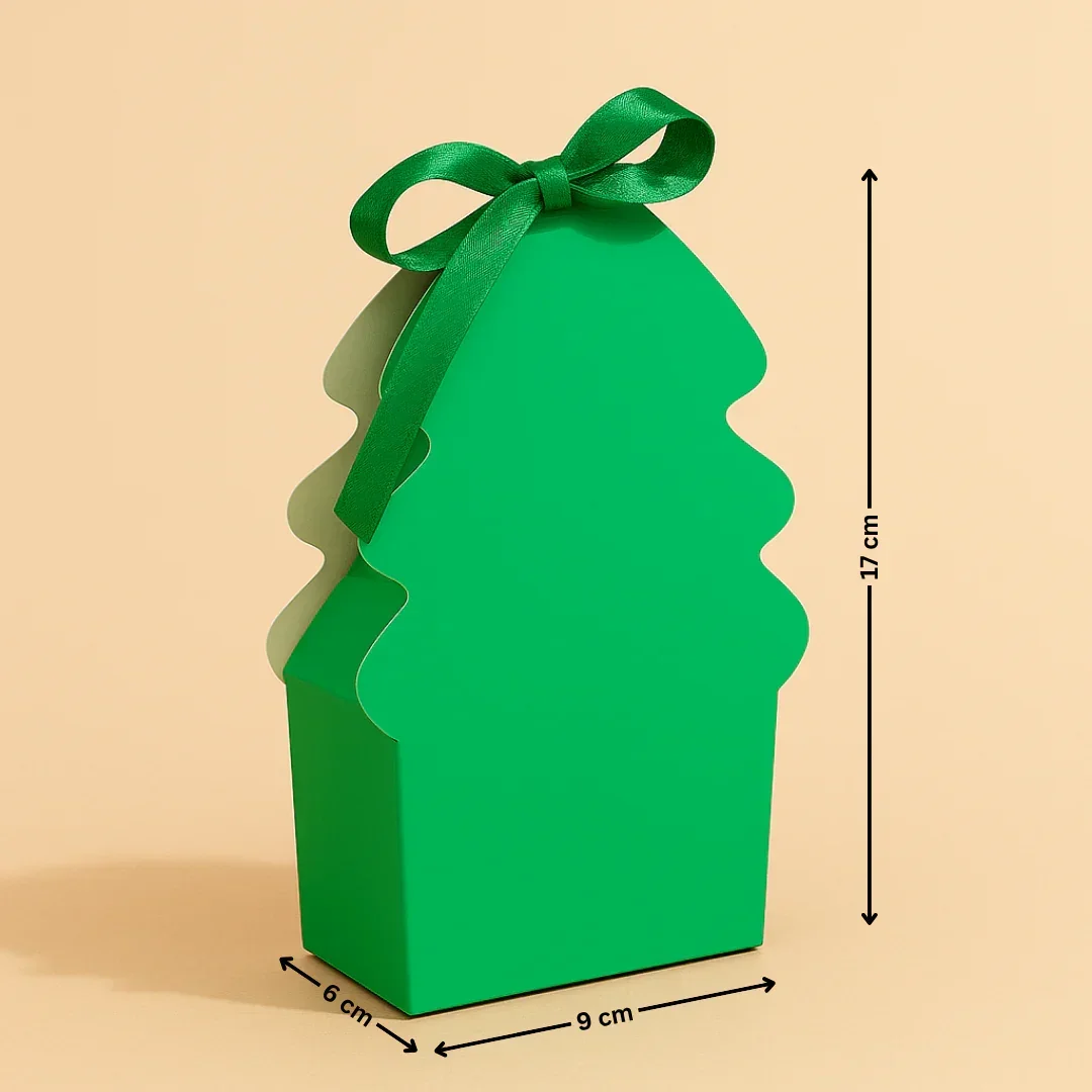 Christmas Tree Shaped Goodie Box with Satin Ribbon | Christmas Goodie Box | Pack of 10 - Image 3