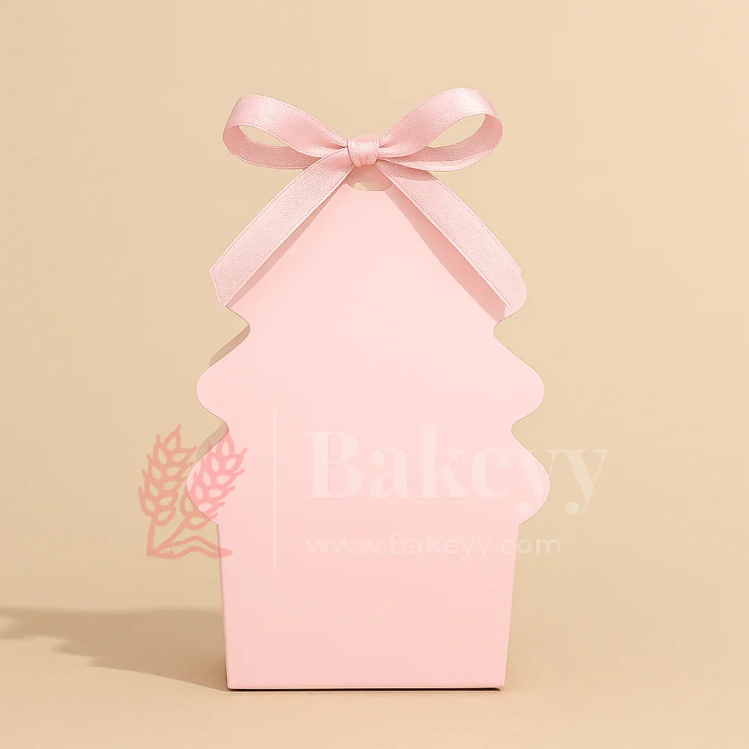 Christmas Tree Shaped Goodie Box with Satin Ribbon | Christmas Goodie Box | Pack of 10 - Image 4