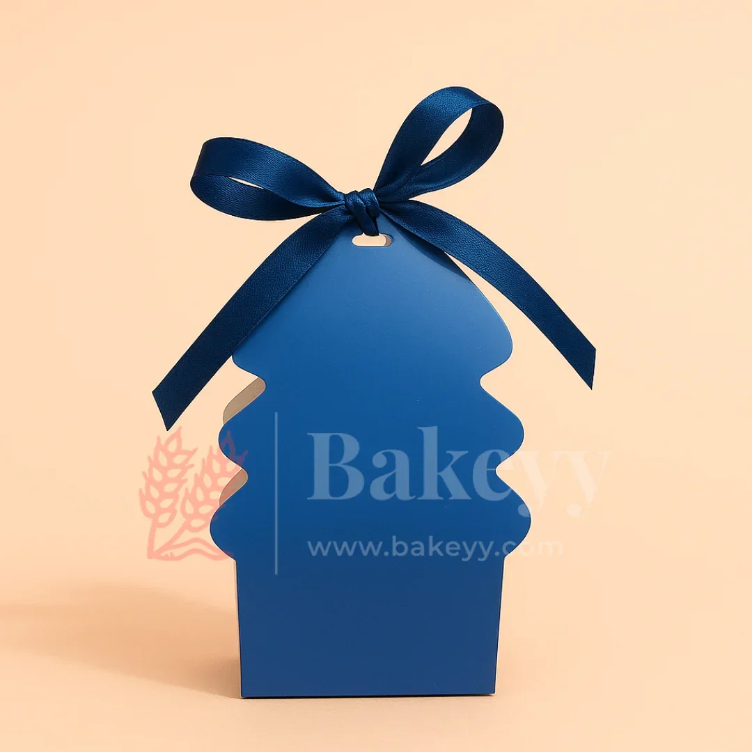 Christmas Tree Shaped Goodie Box with Satin Ribbon | Christmas Goodie Box | Pack of 10 - Image 5
