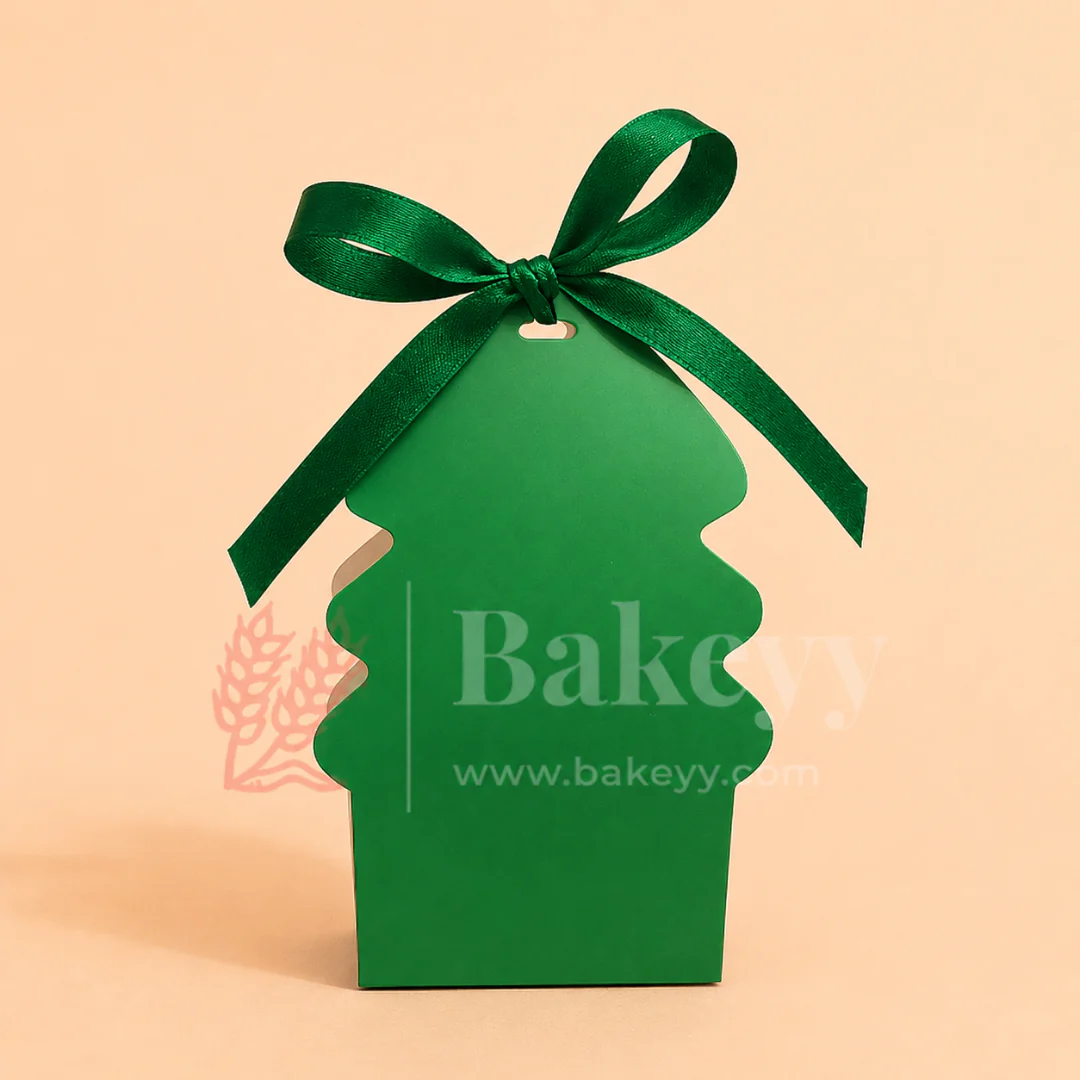 Christmas Tree Shaped Goodie Box with Satin Ribbon | Christmas Goodie Box | Pack of 10 - Image 6