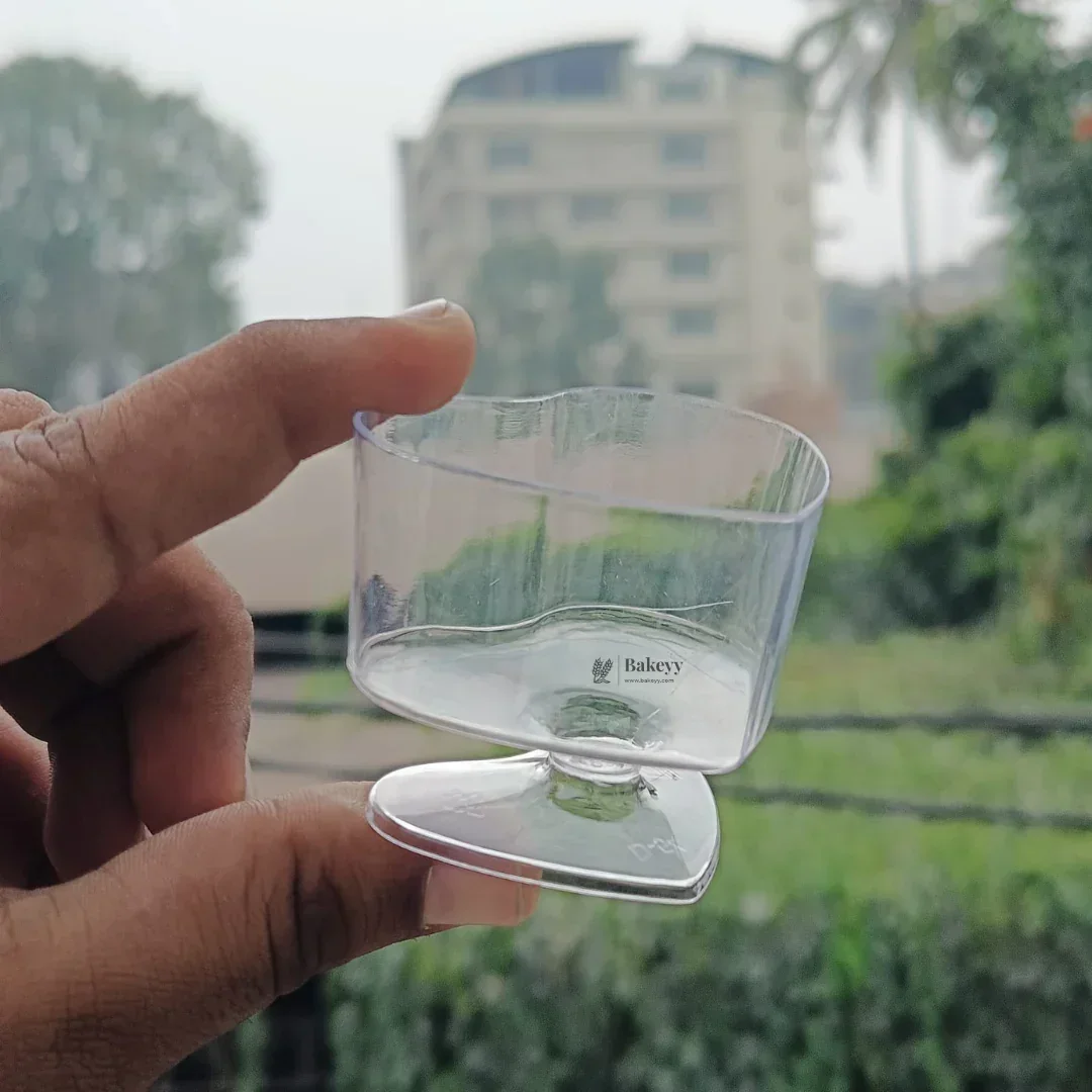 70ml Heart-Shaped Clear Dessert Cup | D54 | Transparent Plastic Dessert Bowl | Party & Event Serveware | Pack of 30 - Image 2