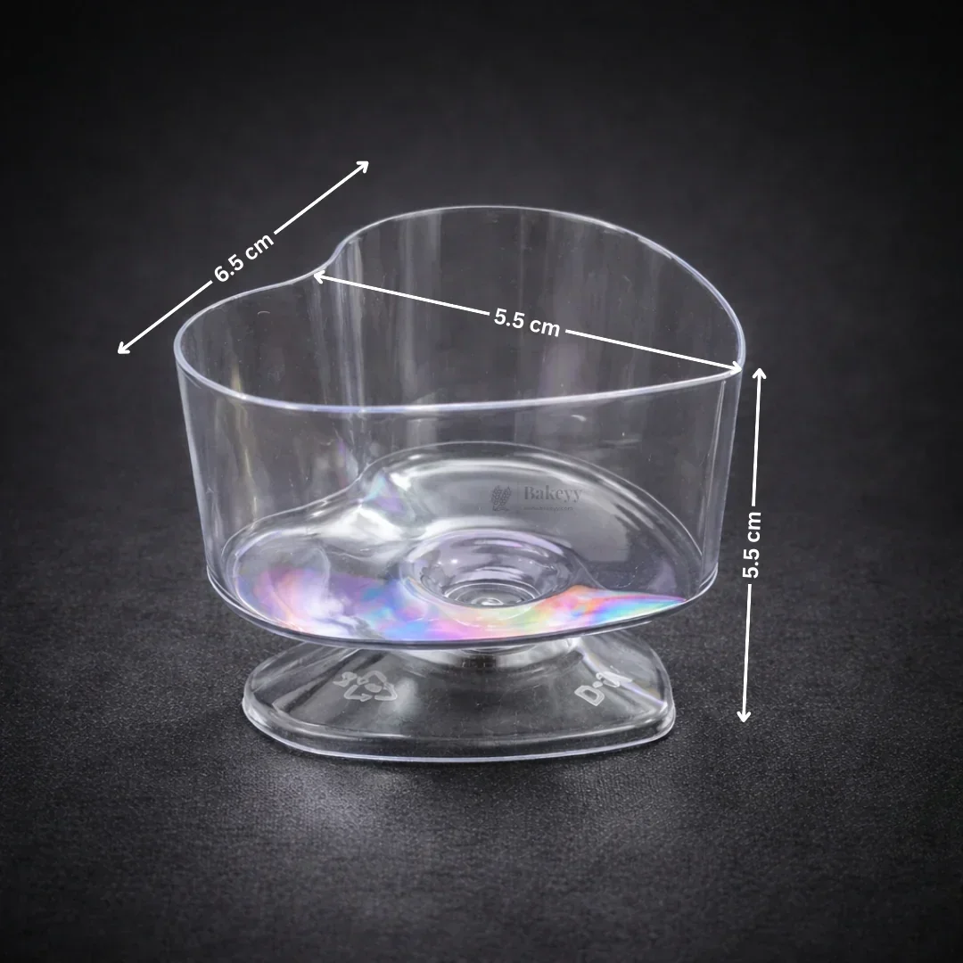 70ml Heart-Shaped Clear Dessert Cup | D54 | Transparent Plastic Dessert Bowl | Party & Event Serveware | Pack of 30 - Image 3