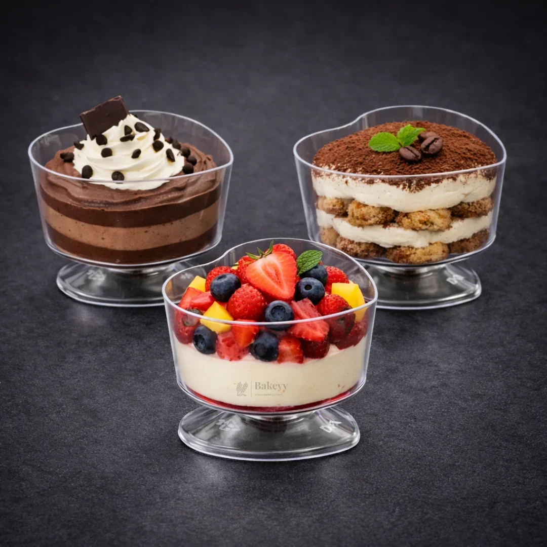 70ml Heart-Shaped Clear Dessert Cup | D54 | Transparent Plastic Dessert Bowl | Party & Event Serveware | Pack of 30 - Image 4
