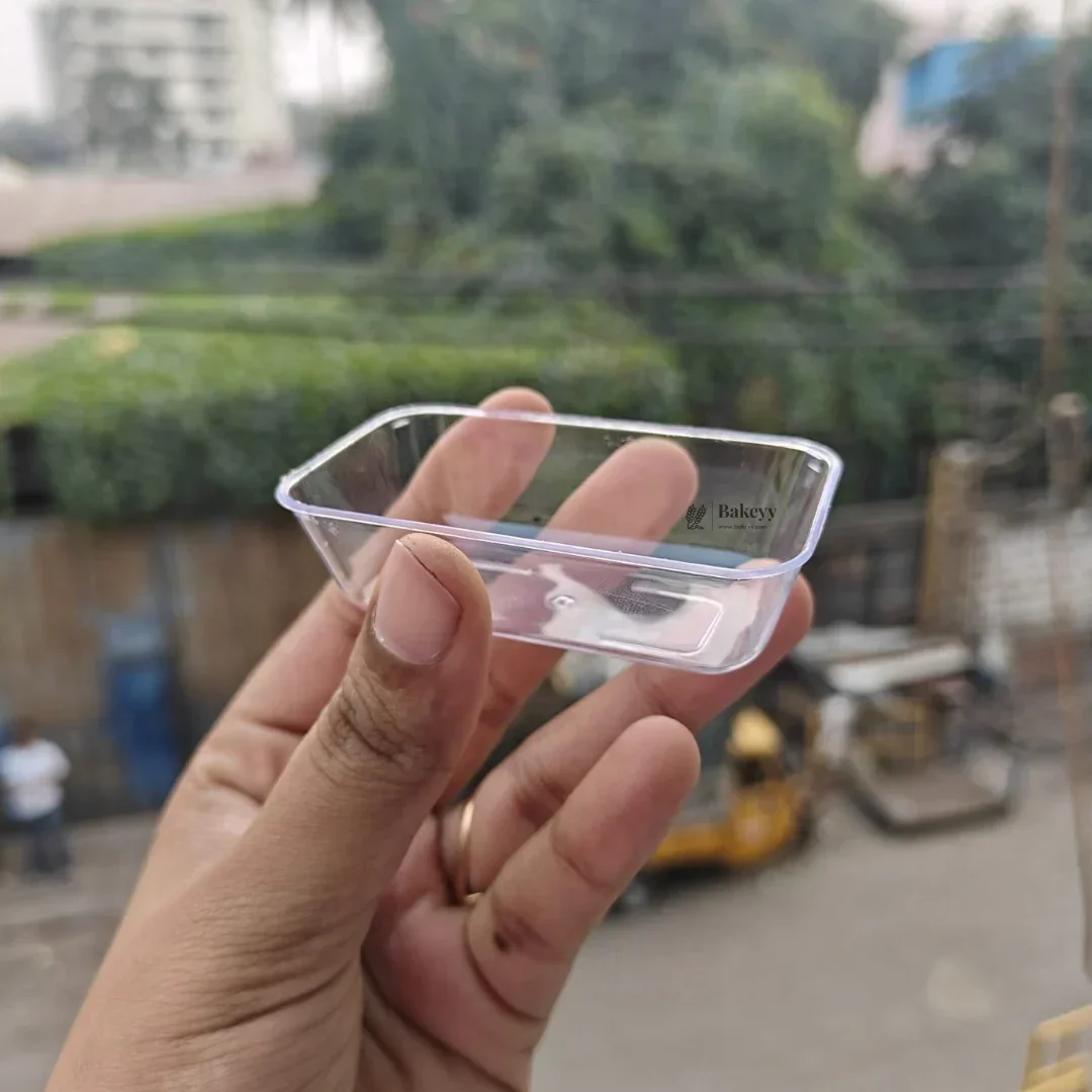 Clear Rectangular Dessert Cup | Transparent Plastic Dessert Tray | Mini Serveware for Parties | Pack of 24 - Image 2