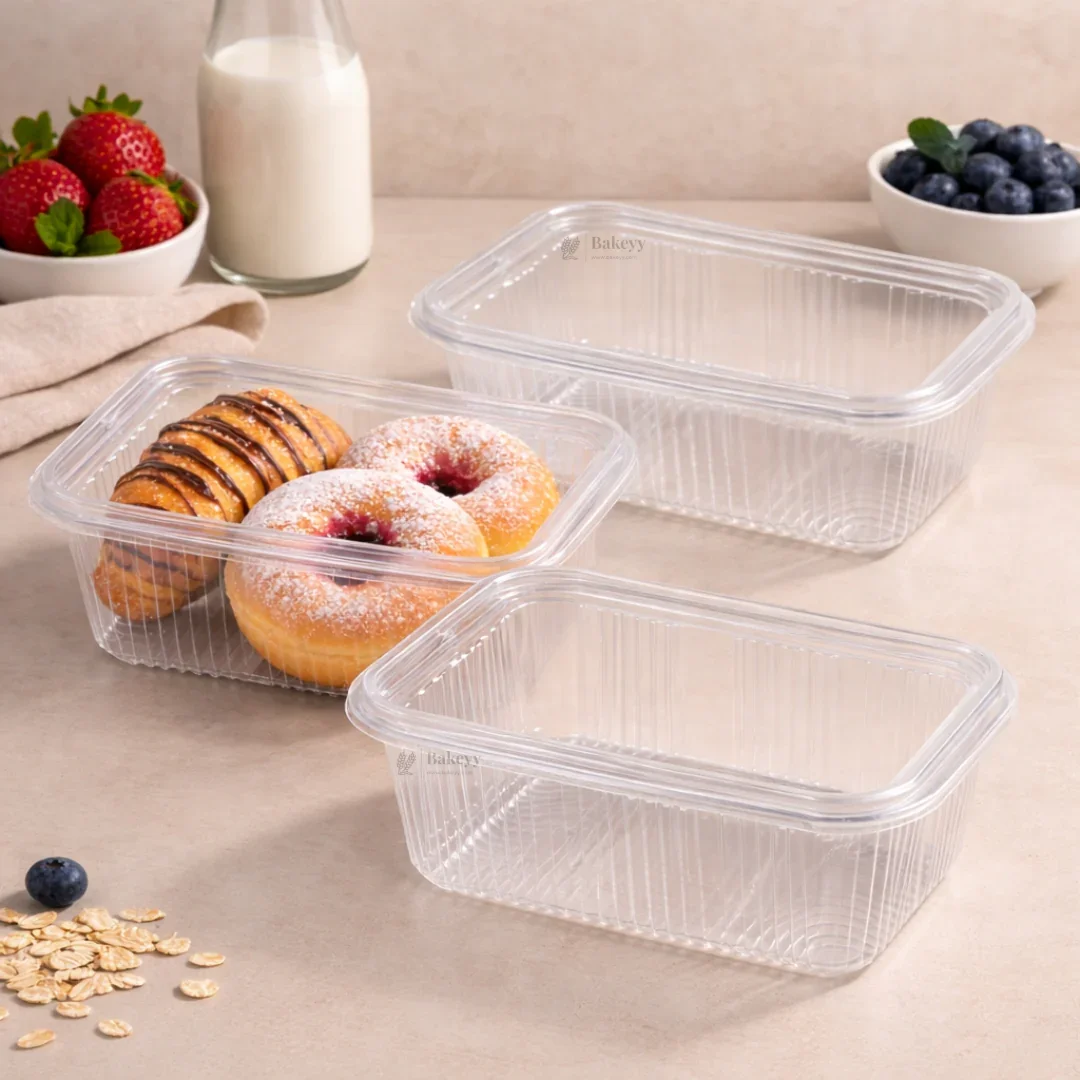 Clear Plastic Food Container with Hinged Lid | Transparent Takeaway & Storage Box | Pack of 50