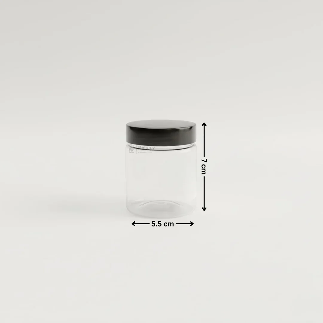 Clear Plastic Storage Jars with 53 mm Screw Lid | PET Jar With Black Lid | Multiple Sizes Available | Pack of 12 - Image 5