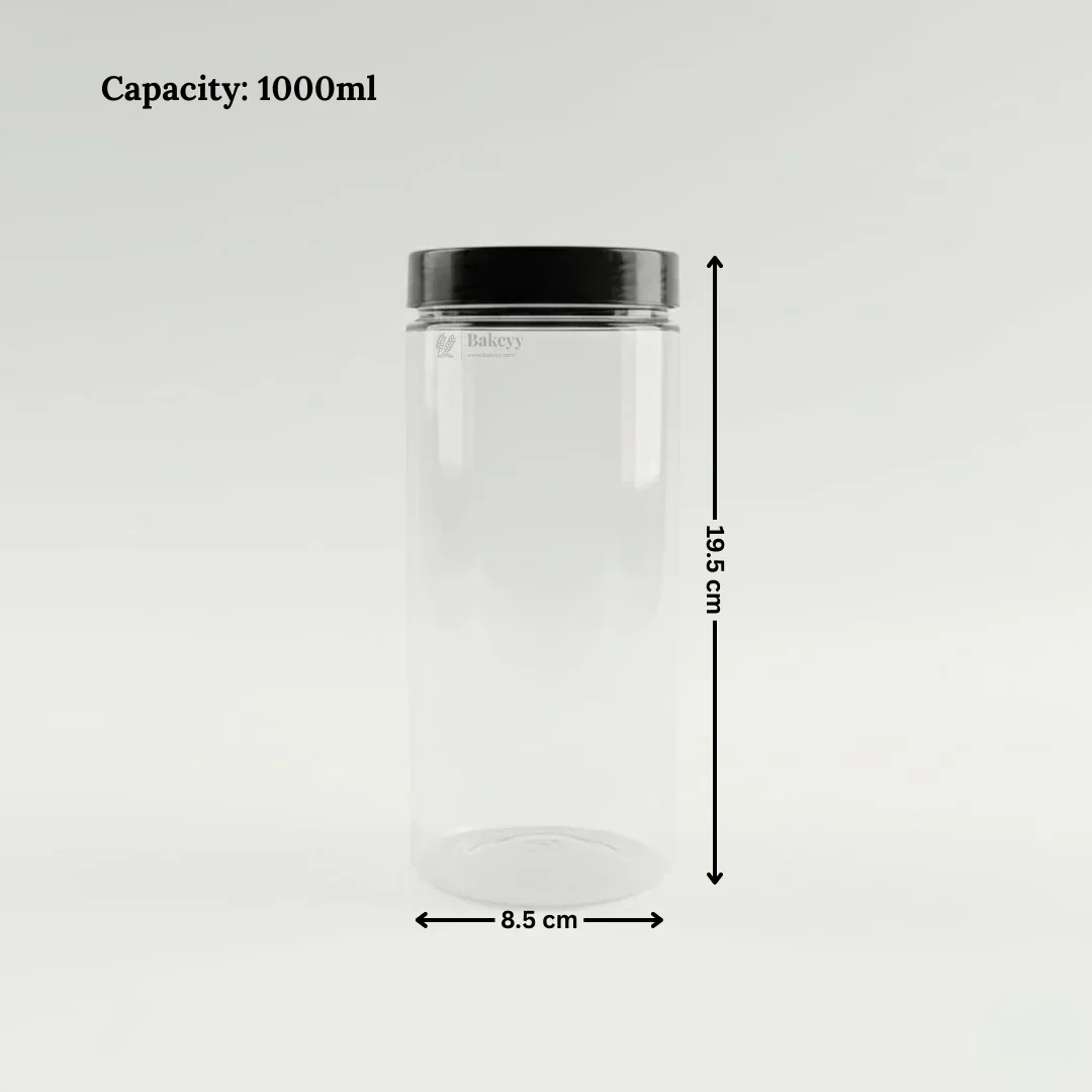 Clear Plastic Storage Jars with 83 mm Screw Lid | PET Jar With Black Lid | Multiple Sizes Available | Pack of 12 - Image 5