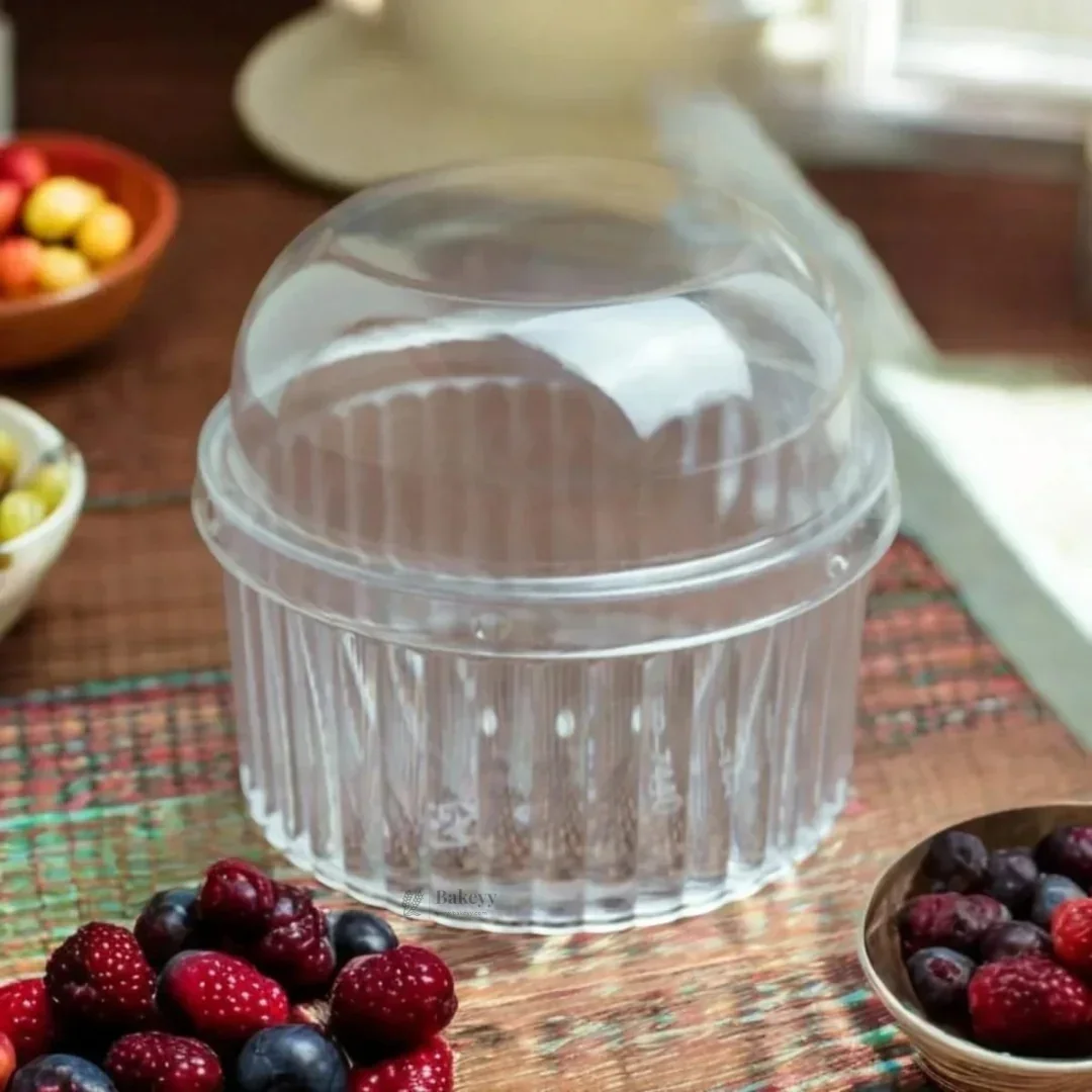D-77 | Clear Round Acrylic Container with Dome Lid | Transparent Cake Box for Mini Cakes, Pastries & Desserts | Pack of 24 - Image 3