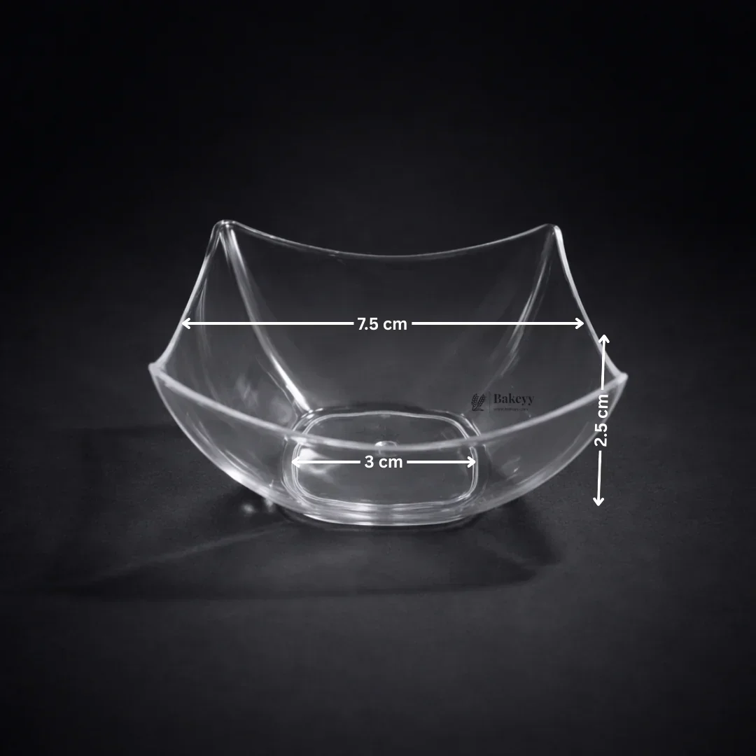Clear Square Curved Dessert Bowl | Pack of 50 - Image 3