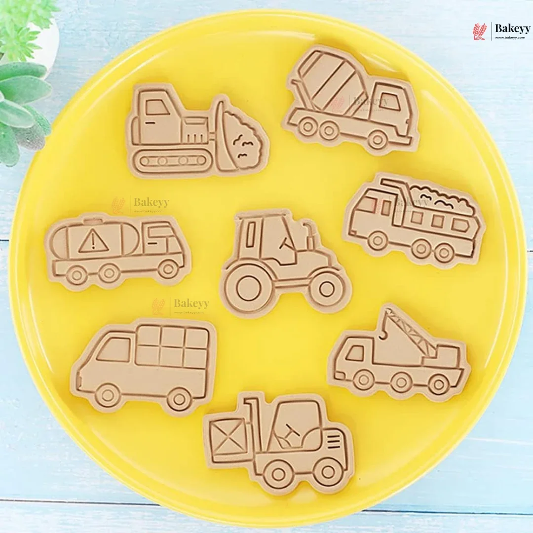 Construction Vehicle Theme Cookie Cutter & Embosser Set | 8 Piece | Pack of 1 - Image 3